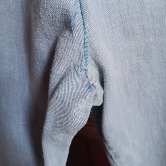 28x27 True Vintage Maternity Jeans sz 11 1970's High-Waist Raw Denim Stretch Top - Picture 6 of 7